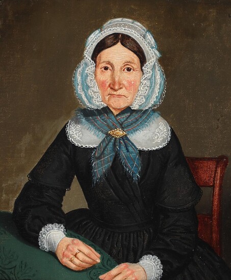 NOT SOLD. Painter unknown, 19th century: Portrait of an elderly woman with bonnet. Unsigned. Olie på lærred. 27.5 x 22 cm. – Bruun Rasmussen Auctioneers of Fine Art