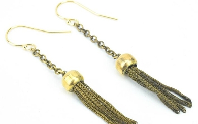 Pair 14KT Yellow Gold Tassel Earrings