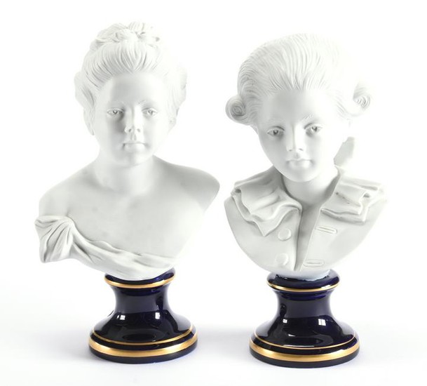 Pair French Sevres Parian Bisque Busts