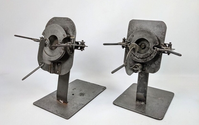 Pair Industrial Object Sculpture. Mechanical.