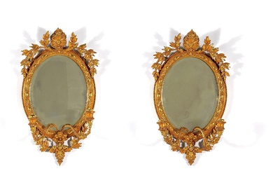 Pair Regency Style Carved Giltwood Girandole Mirrors (2pcs)