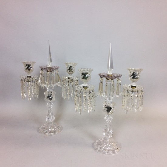 Pair of Baccarat Two-light Candelabra, ht. 21 in.