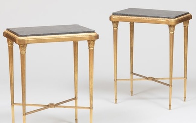 Pair of Continental Gilt-Bronze and Marble Side Tables