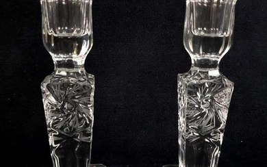 Pair of Cut Crystal Candlestick Holders