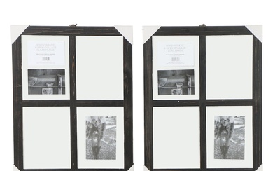 Pair of Four-Frame Open Collage Windowpane Picture Frames
