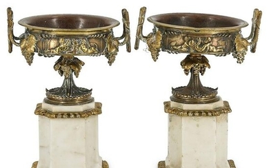 Pair of French Marble & Bronze Compotes