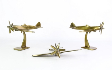 Pair of Model Spitfire Planes together with a another (A/F) (H 14cm L 21cm)
