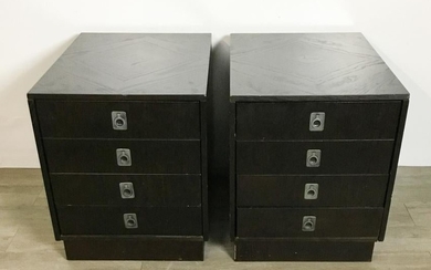 Pair of Modern Cabinets with Pull Out Tray Tables