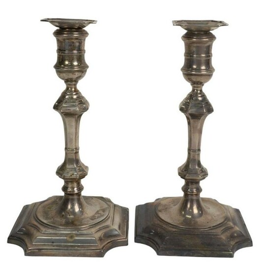 Pair of Sterling Silver Candlesticks, weighted, height