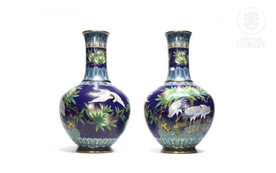 Pair of large cloisonne vases, 20th century
