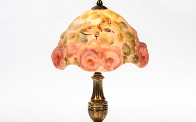Pairpoint Boudoir Lamp with Roses and Butterflies Puffy Shade