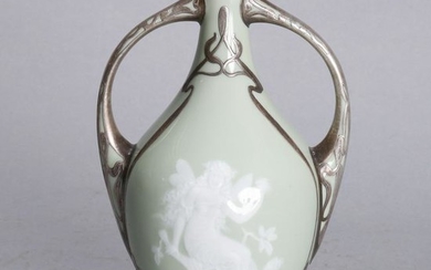 French Pate Sur Pate Double Handled Vase