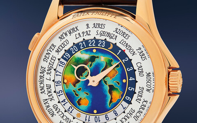 Patek Philippe, Ref. 5131R A very rare and fine pink gold world time wristwatch with cloisonné enamel dial, Certificate of Origin and presentation box