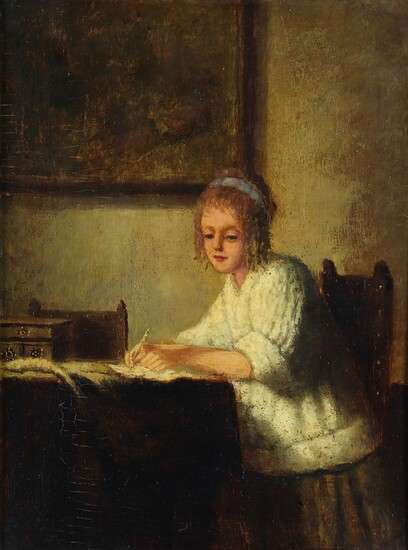 Peinture "jeune femme à la lecture"
