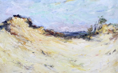 Pieter Mossay (1913-2010), a Belgium Sand Dune Seascape, oil on board. Signed lower right, 44.5cm x 36cm exc. frame