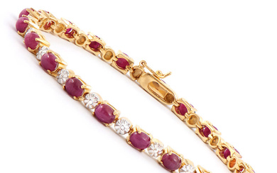Plated 18KT Yellow Gold 12.25ctw Ruby and Diamond Bracelet