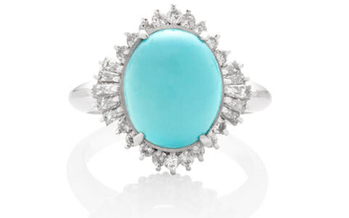 Platinum, Turquoise and Diamond Ballerina Ring