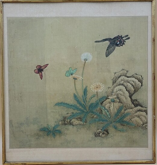 Qing Dynasty Chinese Painting With Butterflies
