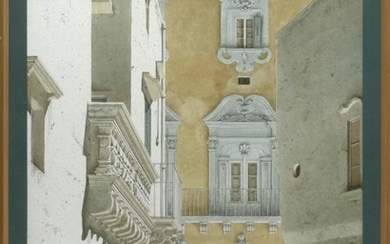 ROBERT BANKS, United Kingdom, b. 1911, "Palazzo Senape Gallipoli"., Watercolor and gouache on paper, 26.5" x 19" sight. Framed 30.25...