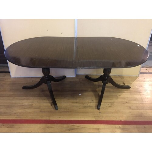 Regency style mahogany twin pod table W 185 D 96