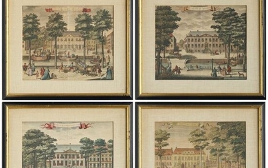 Reiner Boitet (4) hand-colored engravings, 18th c.