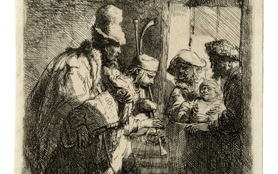 Rembrandt Harmenszoon van Rijn (Leida,, 1606 - Amsterdam,, 1669), I suonatori ambulanti. 1635 ca. [XVIII secolo].