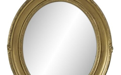 Rococo Revival Giltwood Oval Mirror