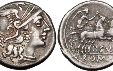 Roman Republic & Imperatorial P. Cornelius Sulla 151 BC AR Denarius Very Fine; attractive old cabinet tone with areas of rainbow iridescence