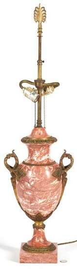 Rose Marble Neoclassical Lamp w/ Gilt Bronze Mounts