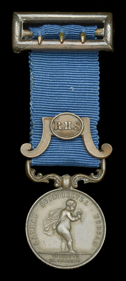 Royal Humane Society, bronze medal, with Second Award Bar, the edge contemporarily...