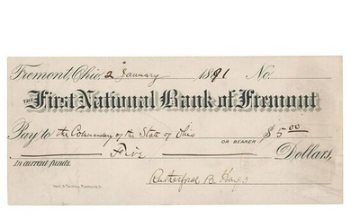 Rutherford B. Hayes Signed Check