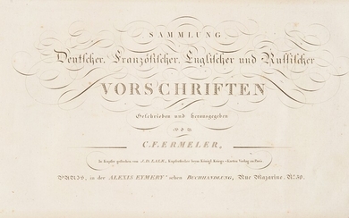 Ermeler, C.-E.. Sammlung deutscher, französischer, englischer und russischer Vorschriften. Parigi, Eymery, [1818].