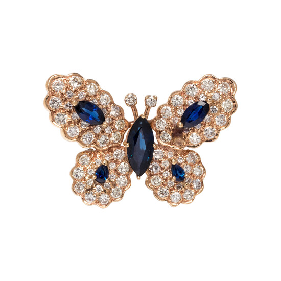 SAPPHIRE AND DIAMOND BUTTERFLY BROOCH
