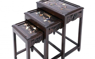 SET OF THREE CHINESE NESTING TABLES, SECOND HALF OF THE 20TH CENTURY.