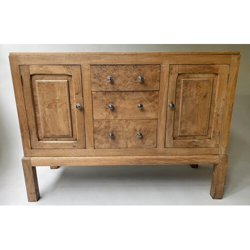 SIDEBOARD, early 20th century, George V, solid burr oak, wit...