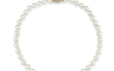 SOUTH SEA CULTURED PEARL NECKLACE designed as a slightly...
