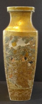 Satsuma-Vase, älter, tw. berieben, H-35 cm, Rand mit kurzen Haarriss