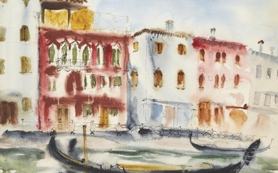 Sax Rowland Shaw, Scottish 1917-2000- Venice, 1951; watercolour and ink on paper, signed and dated lower left 'Sax Shaw 51', 37.5 x 54.7 cm (ARR)