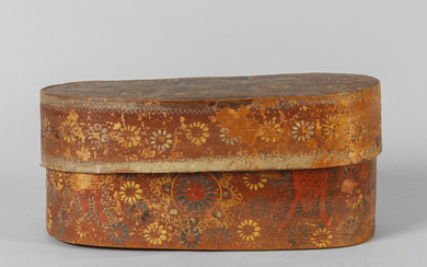 Scatola in legno laccato in policromia, sec.XVI cm. 26x14 h. 10