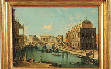 Scuola del XIX secolo Veduta fantastica di Venezia