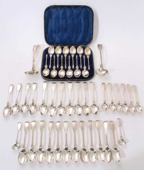 Selection of Georgian and Victorian flatware.