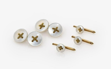 Set: a pair of cufflinks and 3 tailcoat buttons with