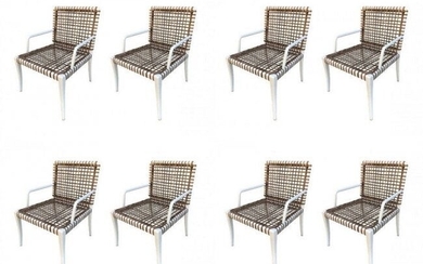 Set of 8 Modern Armchairs in Powder Coated Steel & Wick