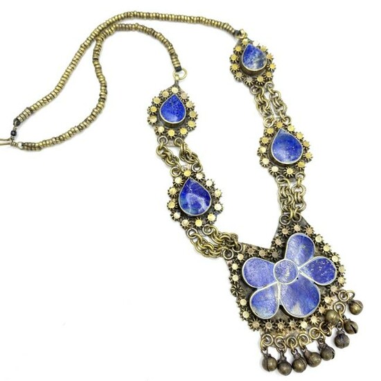 Silver & Lapiz Lazuli Ethnic Necklace