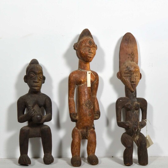 Six carved wooden African tribal figures