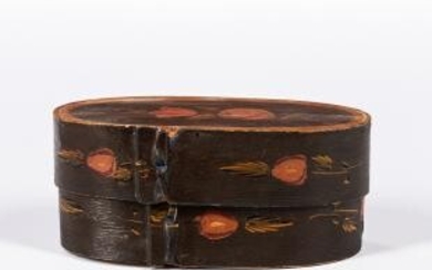 Small Brown-painted and Floral-decorated Trinket Box