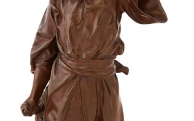 Spanish Patinated Bronze Figure of an Arab Shepherd Titled La Difa