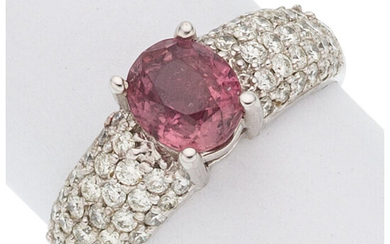 Spinel, Diamond, White Gold Ring The ring features an...
