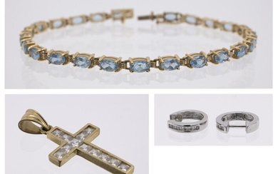 THREE PIECES OF 14KT GOLD JEWELRY 1) Blue...