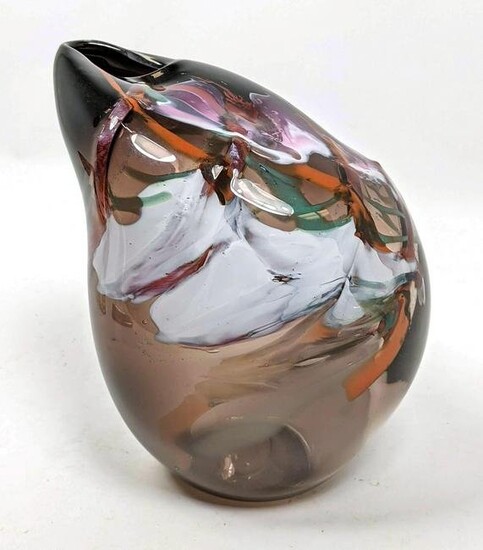 Stephen Nelson Art Glass Vase. Signed and dated 82 Stud